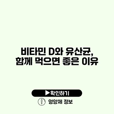 비타민 D와 유산균, 함께 먹으면 좋은 이유