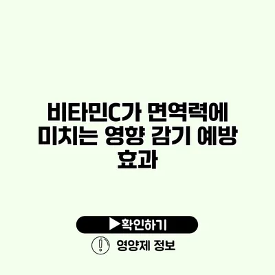 비타민C가 면역력에 미치는 영향 감기 예방 효과