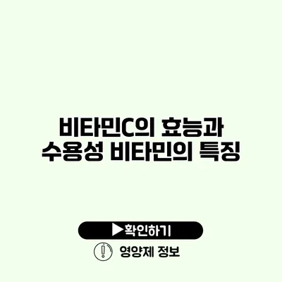 비타민C의 효능과 수용성 비타민의 특징