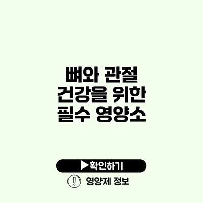 뼈와 관절 건강을 위한 필수 영양소