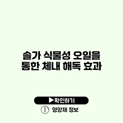 솔가 식물성 오일을 통한 체내 해독 효과