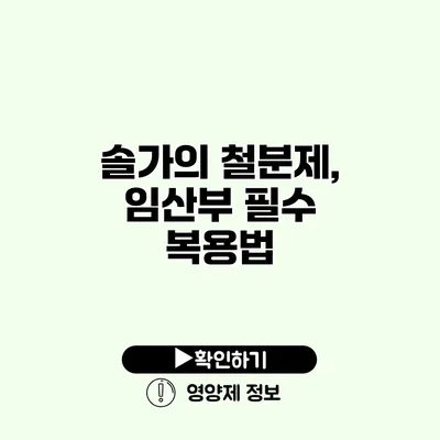 솔가의 철분제, 임산부 필수 복용법