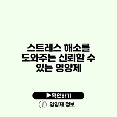 스트레스 해소를 도와주는 신뢰할 수 있는 영양제