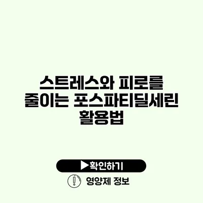 스트레스와 피로를 줄이는 포스파티딜세린 활용법