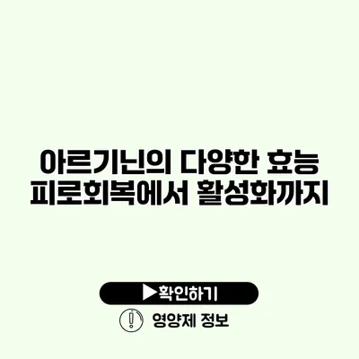 아르기닌의 다양한 효능 피로회복에서 활성화까지