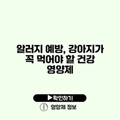 알러지 예방, 강아지가 꼭 먹어야 할 건강 영양제