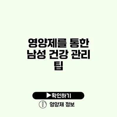 영양제를 통한 남성 건강 관리 팁