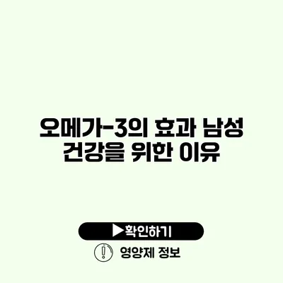 오메가-3의 효과 남성 건강을 위한 이유
