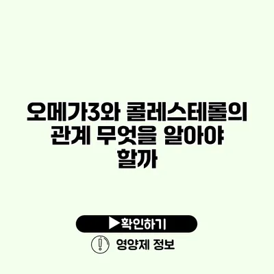 오메가3와 콜레스테롤의 관계 무엇을 알아야 할까?