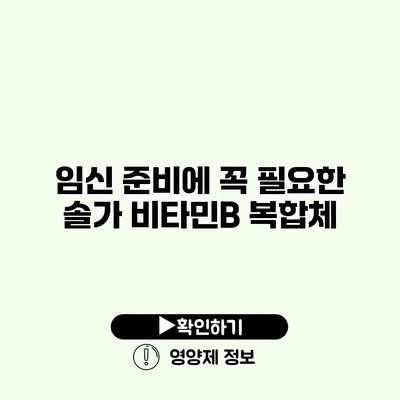 임신 준비에 꼭 필요한 솔가 비타민B 복합체