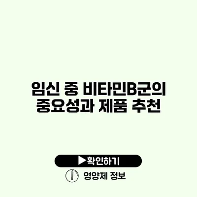 임신 중 비타민B군의 중요성과 제품 추천