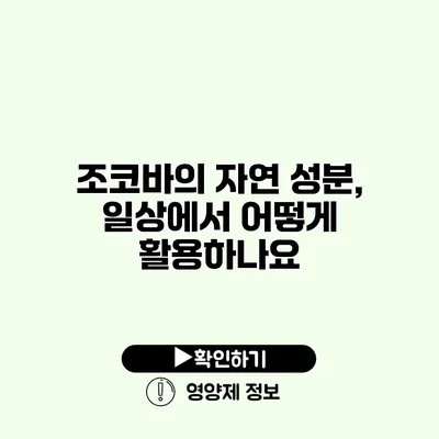 조코바의 자연 성분, 일상에서 어떻게 활용하나요?