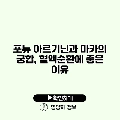 포뉴 아르기닌과 마카의 궁합, 혈액순환에 좋은 이유