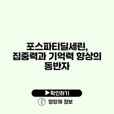 포스파티딜세린, 집중력과 기억력 향상의 동반자