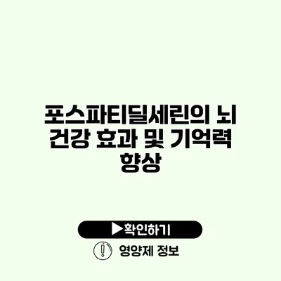 포스파티딜세린의 뇌 건강 효과 및 기억력 향상