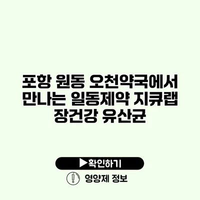 포항 원동 오천약국에서 만나는 일동제약 지큐랩 장건강 유산균