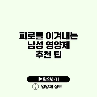 피로를 이겨내는 남성 영양제 추천 팁