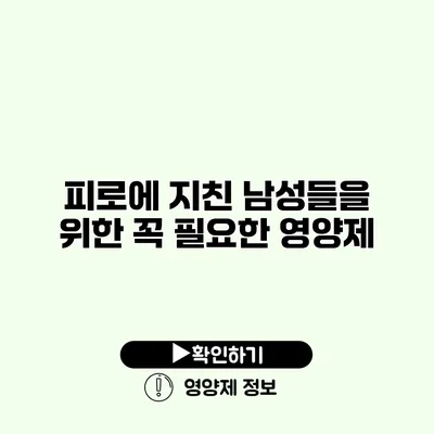 피로에 지친 남성들을 위한 꼭 필요한 영양제