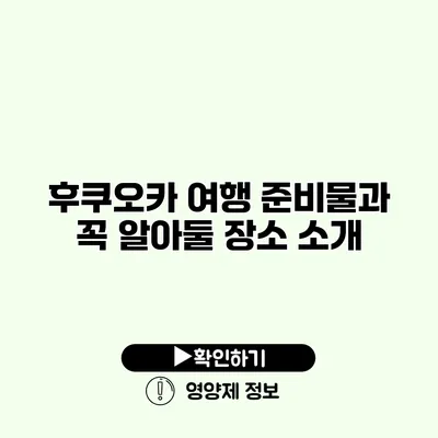 후쿠오카 여행 준비물과 꼭 알아둘 장소 소개