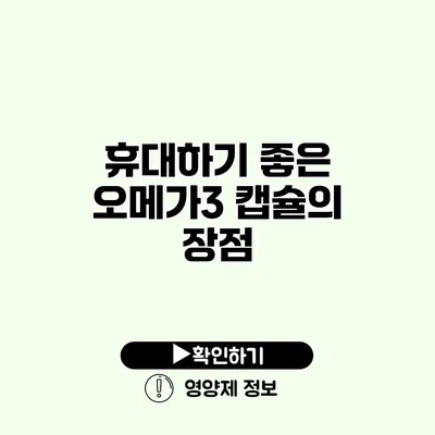 휴대하기 좋은 오메가3 캡슐의 장점