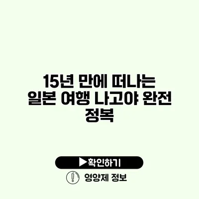 15년 만에 떠나는 일본 여행 나고야 완전 정복
