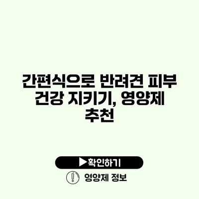 간편식으로 반려견 피부 건강 지키기, 영양제 추천 간편식으로 반려견 피부 건강 지키기, 영양제 추천