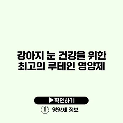 강아지 눈 건강을 위한 최고의 루테인 영양제