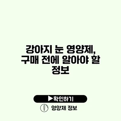 강아지 눈 영양제, 구매 전에 알아야 할 정보