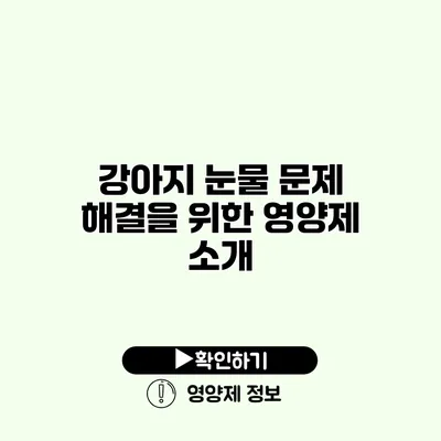 강아지 눈물 문제 해결을 위한 영양제 소개