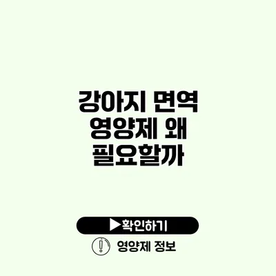강아지 면역 영양제 왜 필요할까?