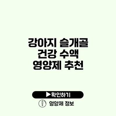 강아지 슬개골 건강 수액 영양제 추천