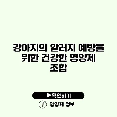 강아지의 알러지 예방을 위한 건강한 영양제 조합