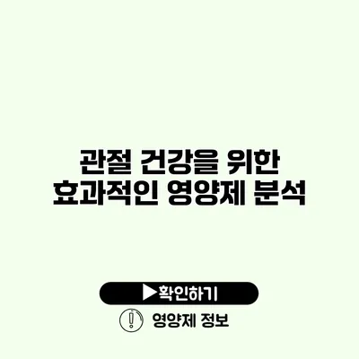 관절 건강을 위한 효과적인 영양제 분석