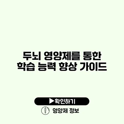 두뇌 영양제를 통한 학습 능력 향상 가이드