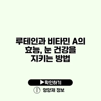 루테인과 비타민 A의 효능, 눈 건강을 지키는 방법