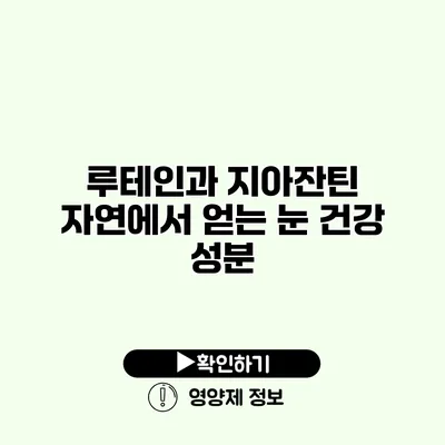 루테인과 지아잔틴 자연에서 얻는 눈 건강 성분