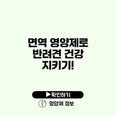 면역 영양제로 반려견 건강 지키기!