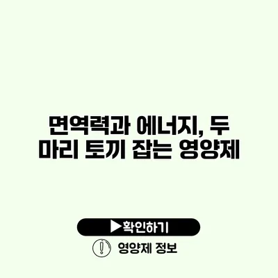 면역력과 에너지, 두 마리 토끼 잡는 영양제