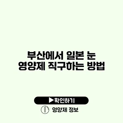 부산에서 일본 눈 영양제 직구하는 방법