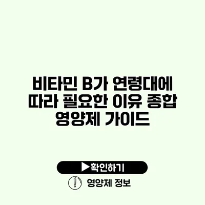 비타민 B가 연령대에 따라 필요한 이유 종합 영양제 가이드