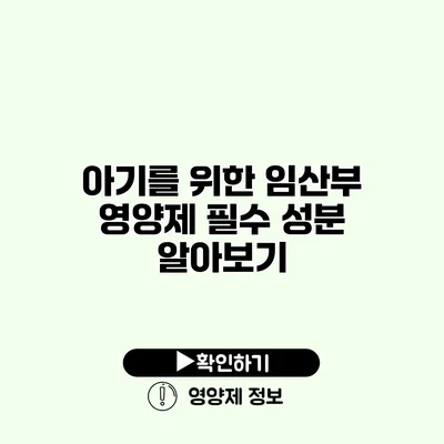 아기를 위한 임산부 영양제 필수 성분 알아보기