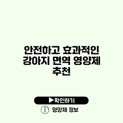 안전하고 효과적인 강아지 면역 영양제 추천