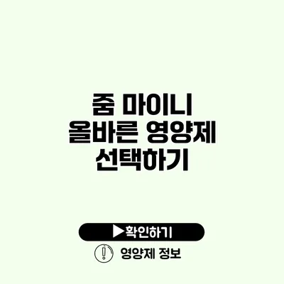 줌 마이니 올바른 영양제 선택하기