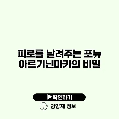 피로를 날려주는 포뉴 아르기닌마카의 비밀