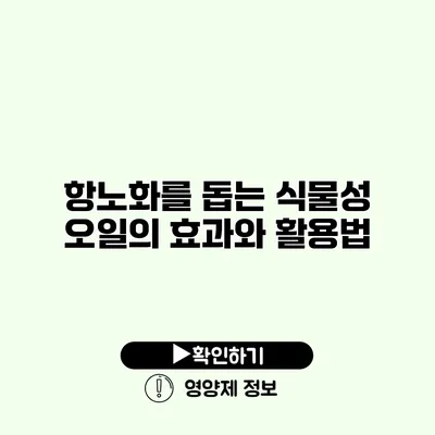 항노화를 돕는 식물성 오일의 효과와 활용법